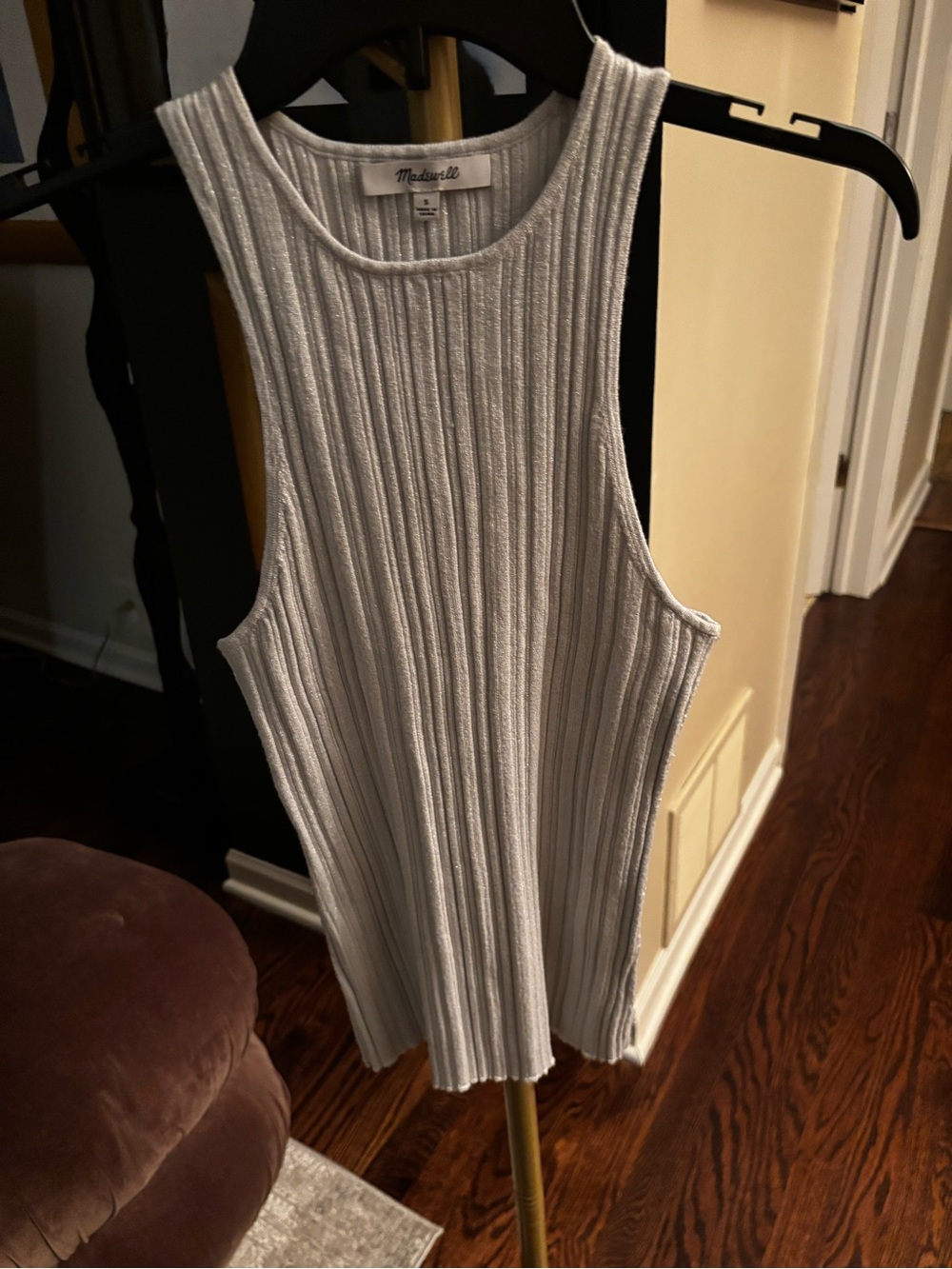 Madewell Silver Ribbed Scoop Tank